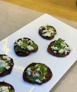 Roasted Beetroot with Pesto | Roasted Beetroot Slices with Pesto and Feta | Gourmet Beetroot Salad | Healthy Roasted Vegetable Dish | Fusion Party Starter — recipe by Renu Dalal