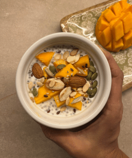 Mango Oats Chia Pudding | Mango Chia Oats | Healthy Mango Breakfast Bowl | No Cook Chia Pudding — recipe by Renu Dalal