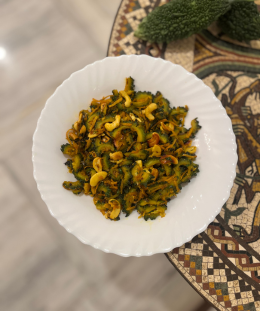 Karela Kaju Sabzi | Bitter Gourd Cashew Sabzi | Karela Recipe | Indian Dry Sabzi — recipe by Renu Dalal