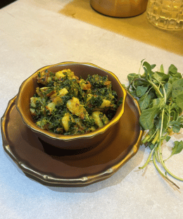 Aloo Tandolja Sabzi | Potato Amaranth Sabzi | Tandulja Bhaji Recipe | Gujarati Vegetable Recipe — recipe by Renu Dalal